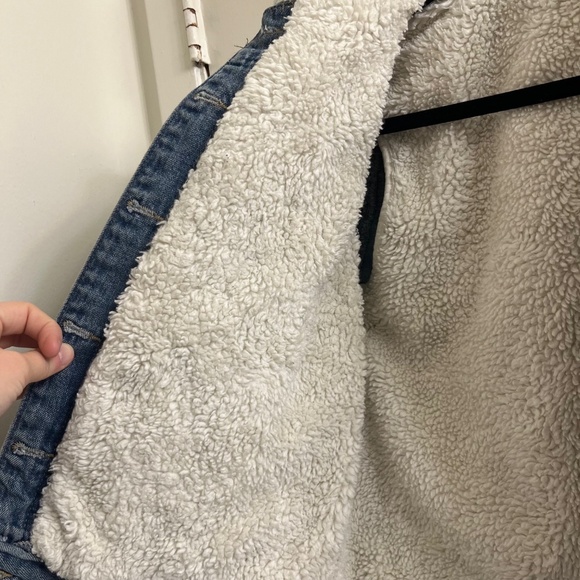 Topshop Light Wash Moto Borg Sherpa Lined Denim Jacket - Picture 4 of 6